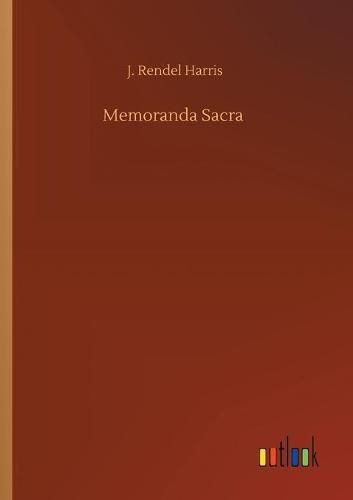 Cover image for Memoranda Sacra