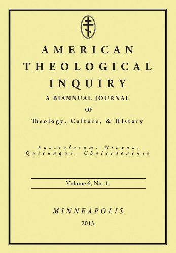 Cover image for American Theological Inquiry, Volume Six, Issue One