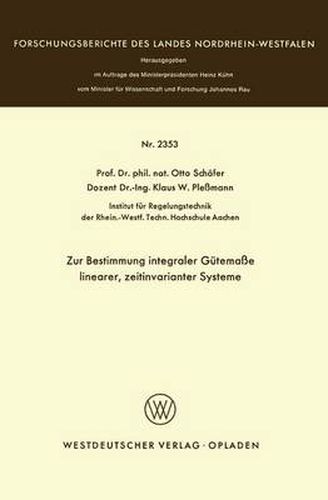 Zur Bestimmung Integraler Gutemasse Linearer, Zeitinvarianter Systeme