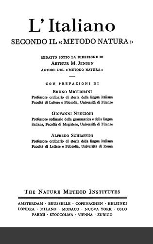 Cover image for L'italiano secondo il metodo natura