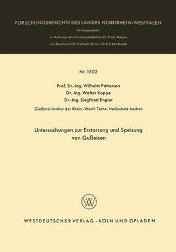 Cover image for Untersuchungen Zur Erstarrung Und Speisung Von Gusseisen