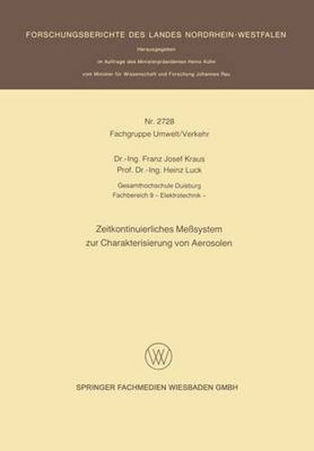 Cover image for Zeitkontinuierliches Messsystem Zur Charakterisierung Von Aerosolen