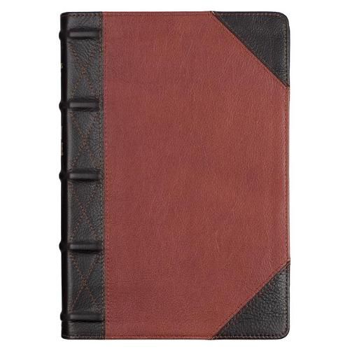 Cover image for KJV Giant Print Full-Size Bible Two-Tone Brandy/Brown Full Grain Leather