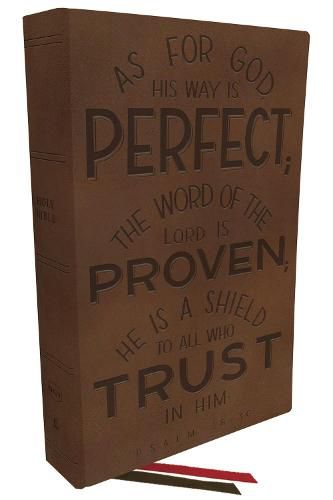 Cover image for NKJV, Thinline Bible, Verse Art Cover Collection, Genuine Leather, Brown, Thumb Indexed, Red Letter, Comfort Print: Holy Bible, New King James Version