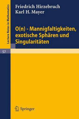 Cover image for 0(n) - Mannigfaltigkeiten, Exotische Spharen Und Singularitaten