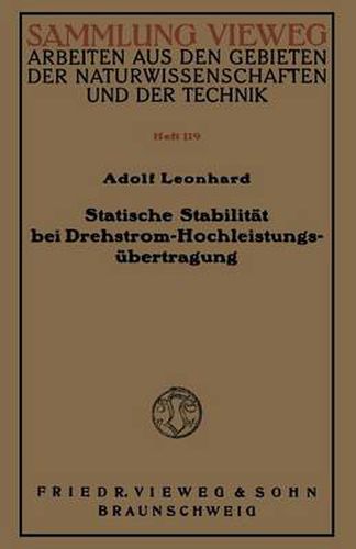 Cover image for Statische Stabilitat Bei Drehstrom-Hochleistungsubertragung