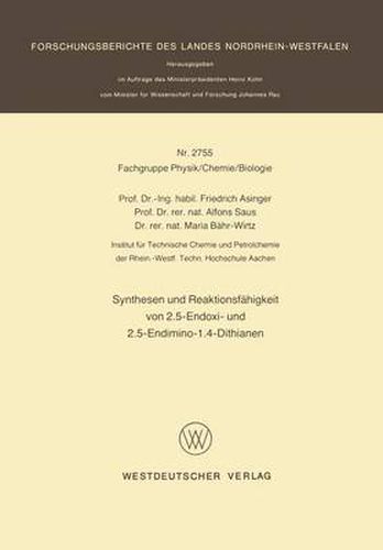 Cover image for Synthesen Und Reaktionsfahigkeit Von 2.5-Endoxi- Und 2.5-Endimino-1.4-Dithianen