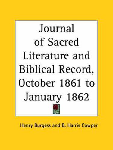 Cover image for Journal of Sacred Literature and Biblical Record (October 1861-January 1862)