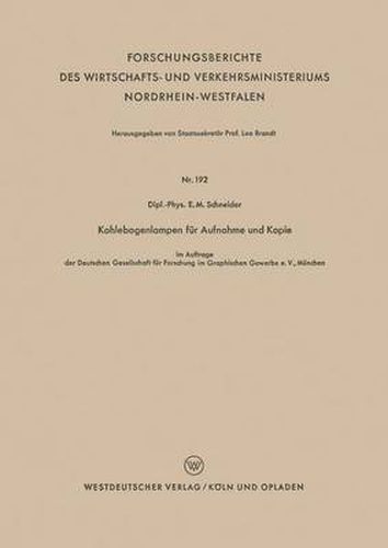 Cover image for Kohlebogenlampen Fur Aufnahme Und Kopie