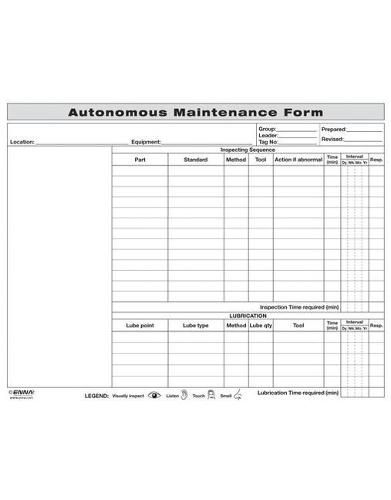 Cover image for Autonomous Maintenance Form
