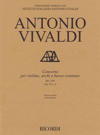 Cover image for Concerto for Violin, Strings and Basso Continuo - Rv 259 Op. 6 No. 2: Score