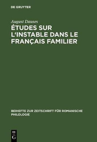 Cover image for Etudes Sur l'Instable Dans Le Francais Familier