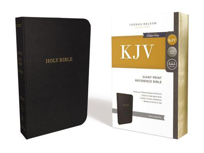 KJV Holy Bible, Giant Print Center-Column Reference Bible, Deluxe Black Leathersoft, 53,000 Cross References,  Red Letter, Comfort Print: King James Version