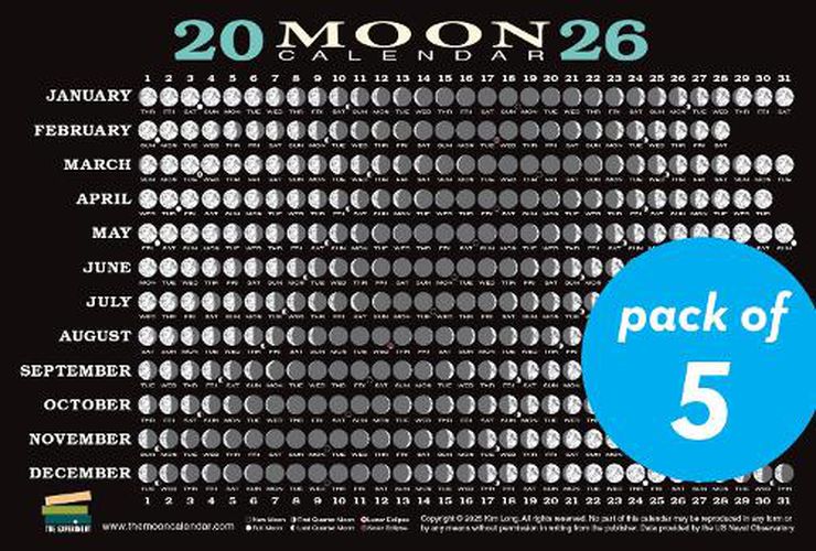 Cover image for 2026 Moon Calendar Card (5 pack)