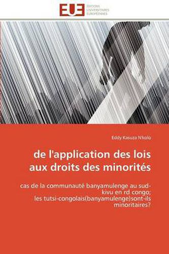 Cover image for de L'Application Des Lois Aux Droits Des Minorit?'s