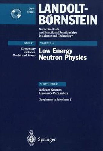 Cover image for Tables of Neutron Resonance Parameters (Supplement to Subvolume B)