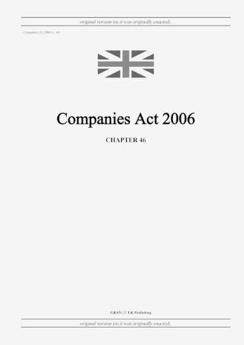 Cover image for Companies Act 2006 (c. 46)