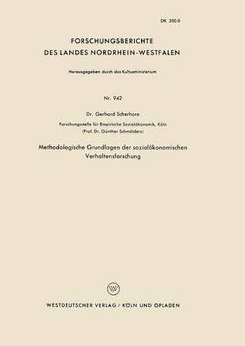 Cover image for Methodologische Grundlagen Der Sozialoekonomischen Verhaltensforschung