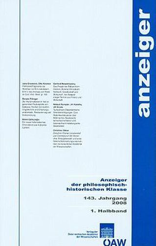 Cover image for Anzeiger Der Philosophisch-Historischen Klasse 143. Jahrgang, 1. Halbband 2008