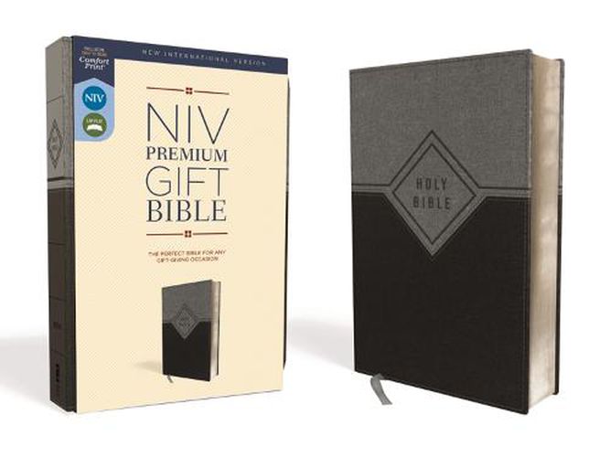 Cover image for NIV, Premium Gift Bible, Leathersoft, Black/Gray, Red Letter, Comfort Print: The Perfect Bible for Any Gift-Giving Occasion