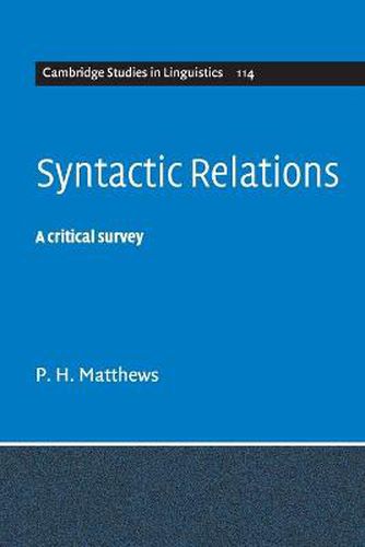 Cover image for Syntactic Relations: A Critical Survey