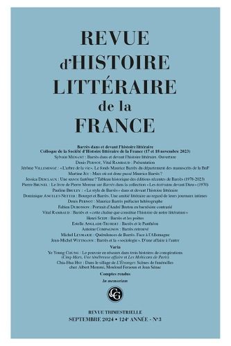 Cover image for Revue d'Histoire Litteraire de la France 3, Aout 2024