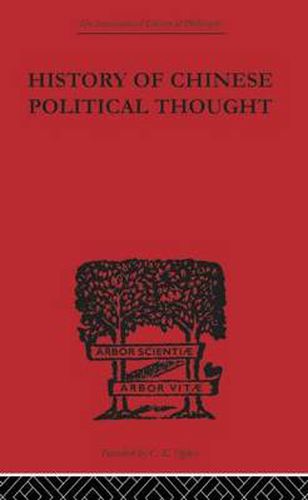 Cover image for History of Chinese Political Thought: During the Early Tsin Period
