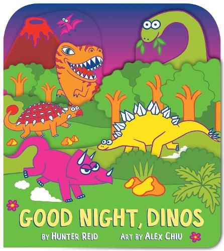 Cover image for Good Night, Dinos (A Shaped Bedtime Novelty Board Book for Toddlers)