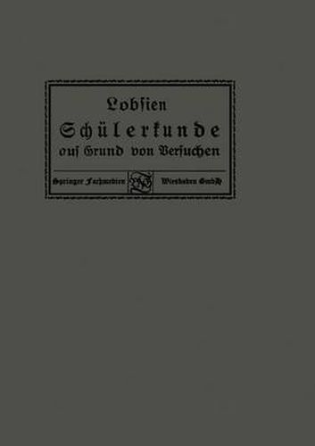 Cover image for Schulerkunde Auf Grund Von Versuchen