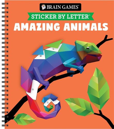 Cover image for Brain Games - Sticker by Letter: Amazing Animals - 2 Books in 1 (in the Wild & Playful Pets) - 20 Images to Sticker