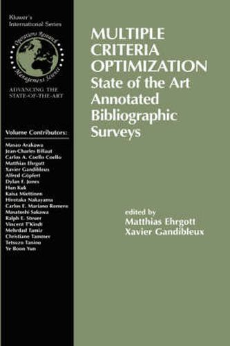 Cover image for Multiple Criteria Optimization: State of the Art Annotated Bibliographic Surveys