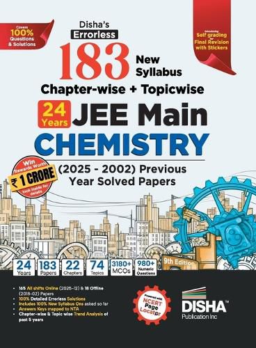 Cover image for Disha's 179 New Syllabus Chapter-Wise + Topic-Wise Jee Main Chemistry Online (2025 - 2012) & Offline (2018 - 2002) Previous Years Solved Papers
