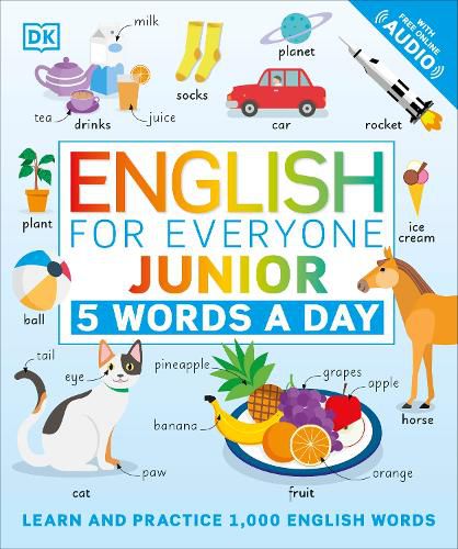 Cover image for English for Everyone Junior: 5 Words a Day: Learn and Practice 1,000 English Words