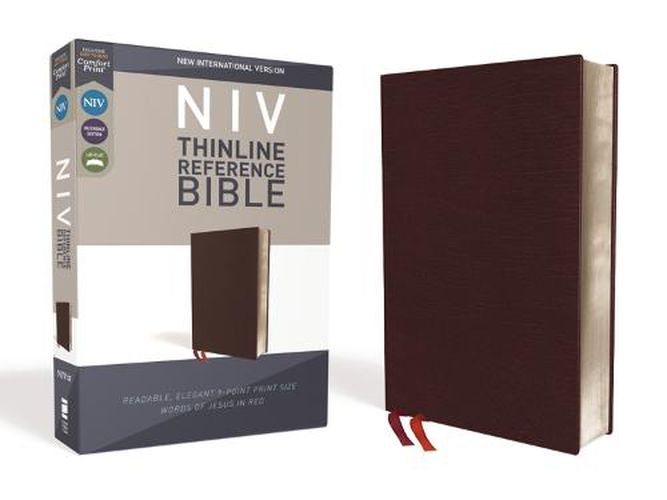 Cover image for NIV, Thinline Reference Bible, Bonded Leather, Burgundy, Red Letter, Comfort Print