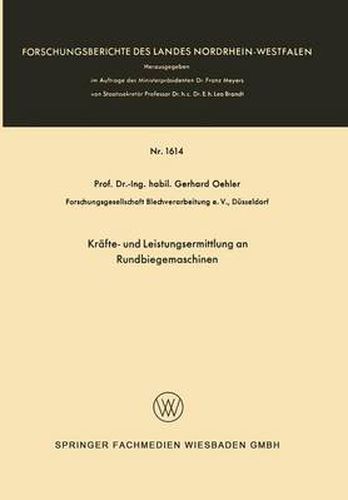 Cover image for Krafte- Und Leistungsermittlung an Rundbiegemaschinen