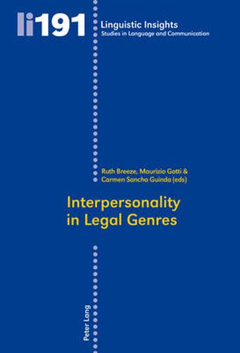 Cover image for Interpersonality in Legal Genres