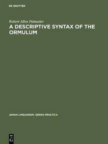 Cover image for A descriptive syntax of the Ormulum