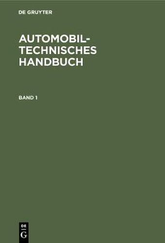 Cover image for Automobiltechnisches Handbuch