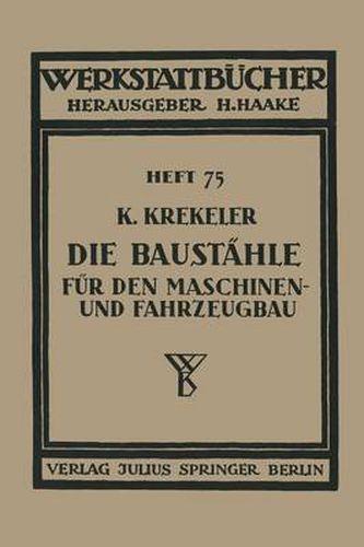 Cover image for Die Baustahle Fur Den Maschinen- Und Fahrzeugbau