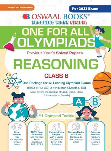 Cover image for Oswaal One For All Olympiad Previous Years' Solved Papers, Class-6 Reasoning Book (For 2023 Exam)