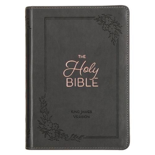 Cover image for KJV Holy Bible, Compact Large Print Faux Leather Red Letter Edition - Ribbon Marker, King James Version, Gray