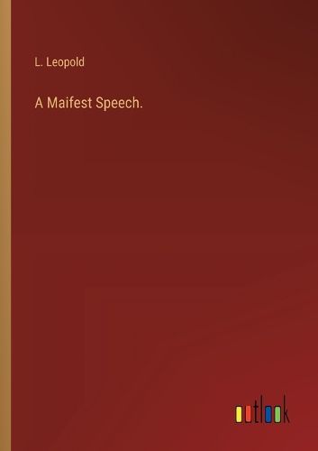 Cover image for A Maifest Speech.