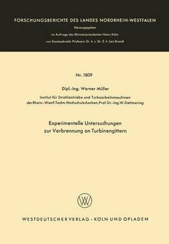 Cover image for Experimentelle Untersuchungen Zur Verbrennung an Turbinengittern