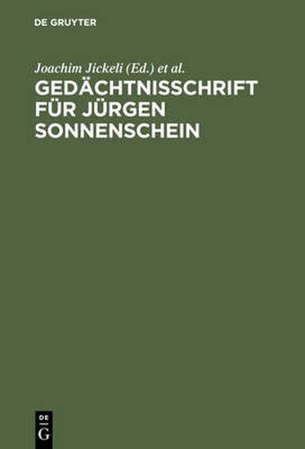 Cover image for Gedachtnisschrift fur Jurgen Sonnenschein