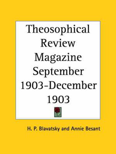 Cover image for Theosophical Review Magazine (September 1903-December 1903)