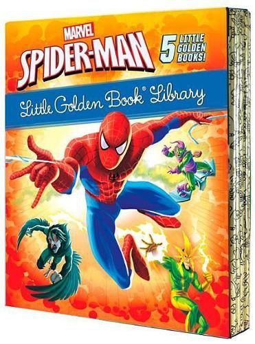 Cover image for Spider-Man Little Golden Book Library (Marvel): Spider-Man!; Trapped by the Green Goblin; The Big Freeze!; High Voltage!; Night of the Vulture!