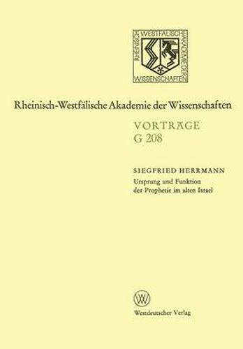 Cover image for Ursprung Und Funktion Der Prophetie Im Alten Israel