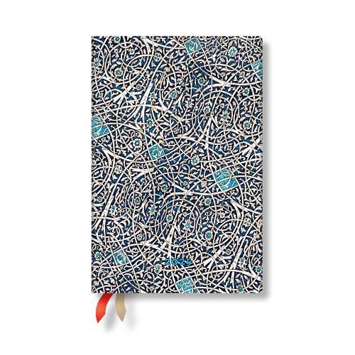 Granada Turquoise (Moorish Mosaic) Mini 12-month Horizontal Softcover Flexi Dayplanner 2025 (Elastic Band Closure)