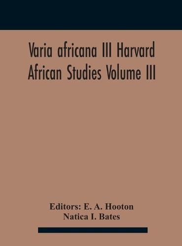 Cover image for Varia Africana Iii Harvard African Studies Volume Iii