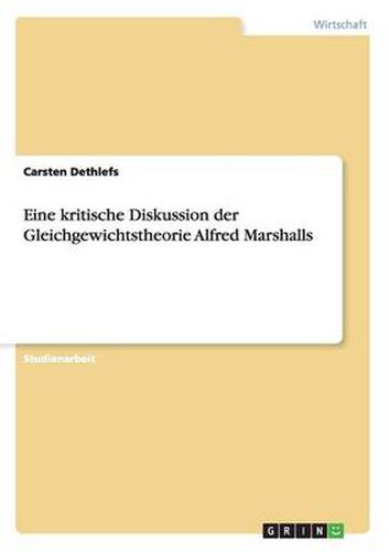 Cover image for Eine kritische Diskussion der Gleichgewichtstheorie Alfred Marshalls